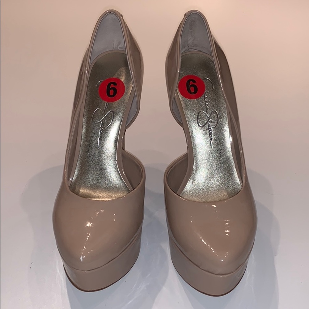 Jessica Simpson Walea Nude Patent Leather Heels